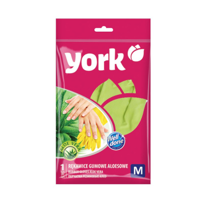 Перчатки   резиновые YORK с экстрактом Алоэ (M) фото в интернет-магазине KUTAVA